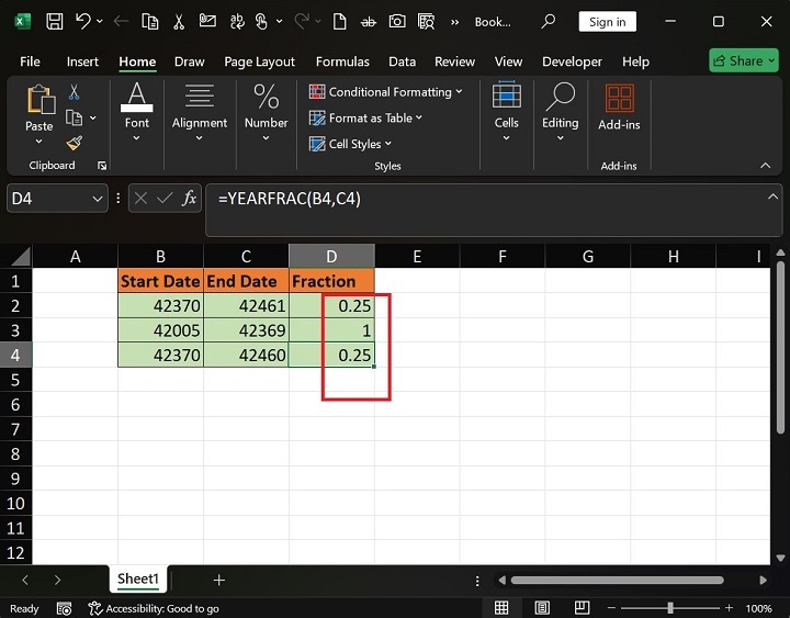 YEARFRAC 函数在 Excel2 中的作用是什么