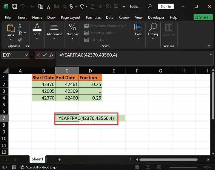 YEARFRAC 函数在 Excel3 中的作用是什么