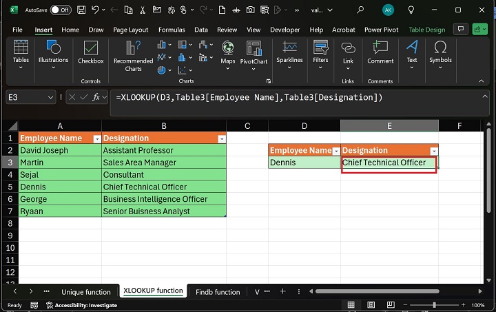 Excel 2 中的 XLOOKUP 函数