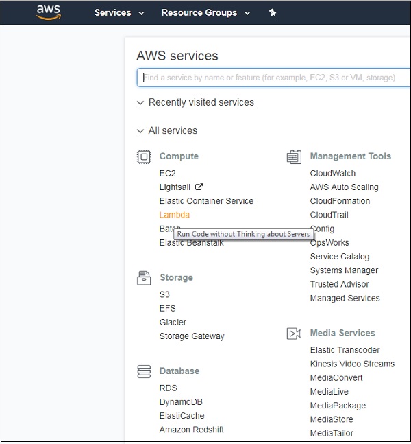 AWS 控制台