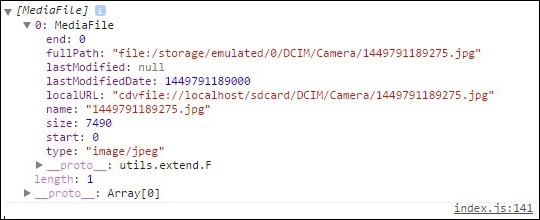 Cordova Capture Image Log