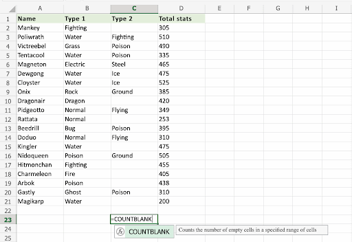 Excel COUNTBLANK 函数