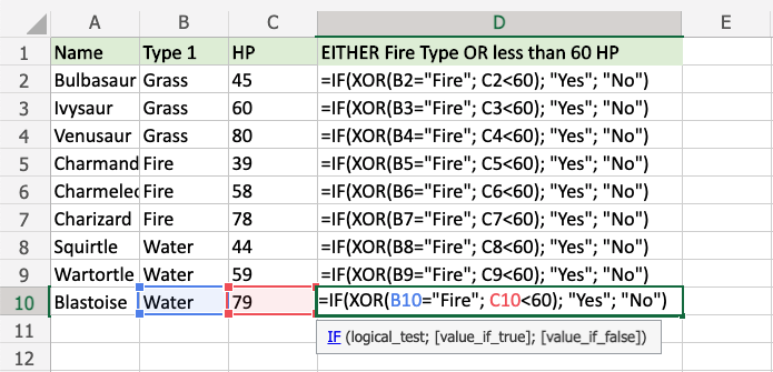 Excel XOR 函数