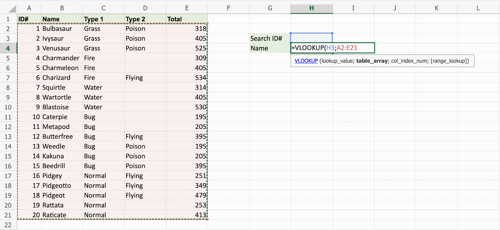 Excel VLOOKUP 函数