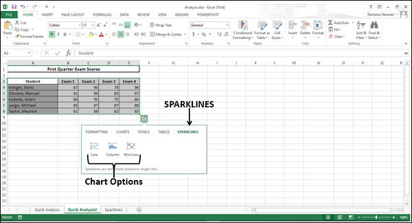 点击 SPARKLINES