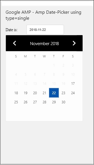 Amp datepicker single