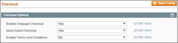 Magento 设置结帐选项