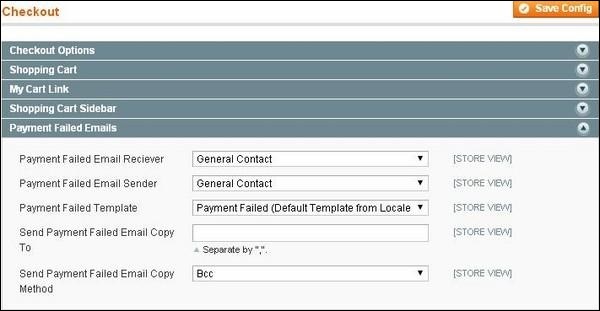 Magento 设置签出选项