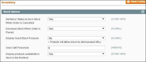 Magento 设置库存