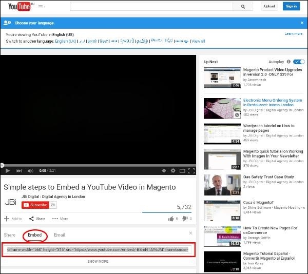 Magento 设置 Youtube 视频