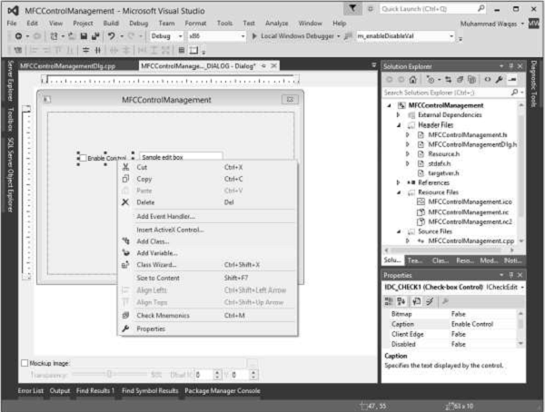 MFCControlManagement 复选框