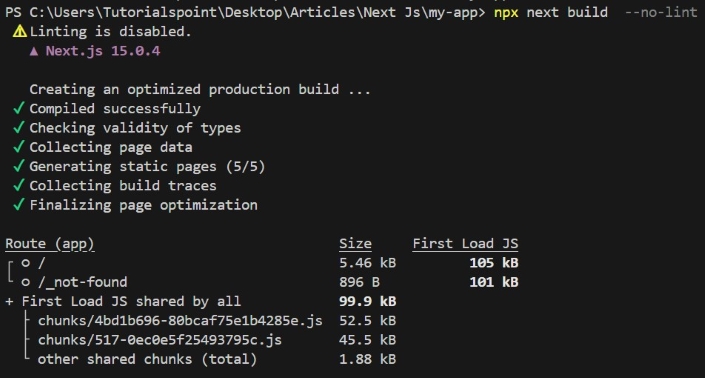 next.js-build-command-no-linting-output