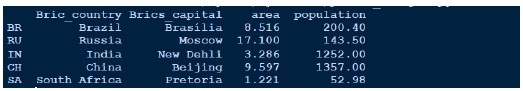 Dataframe brics.index