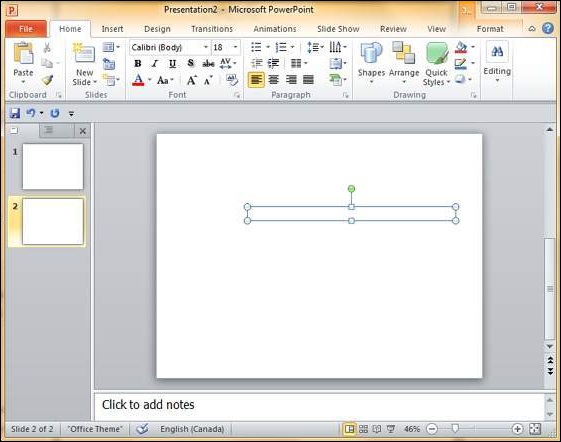 Microsoft PowerPoint 2010 中添加新文本框