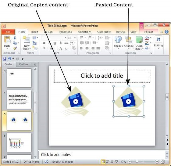 Microsoft PowerPoint 2010 中复制内容