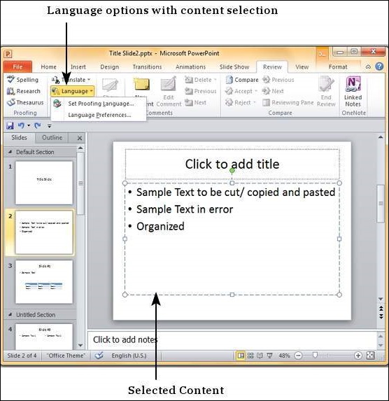 Microsoft PowerPoint 2010 设置语言类型