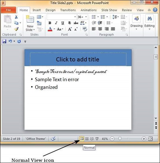 Microsoft PowerPoint 2010 中的侧边栏