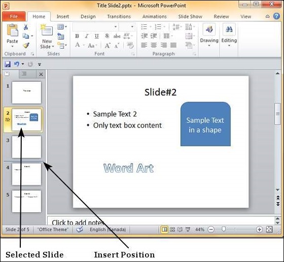 Microsoft PowerPoint 2010 中重新排列幻灯片