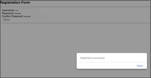 filled registration form