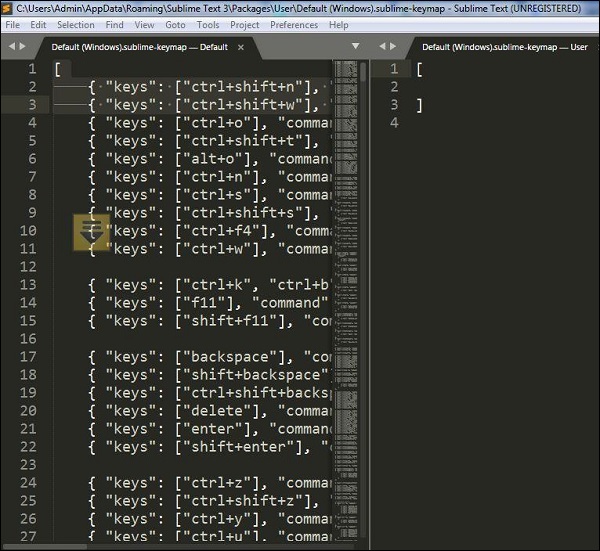 Sublime Text 中的键绑定2