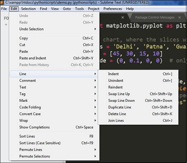 Sublime Text 中的缩进选项