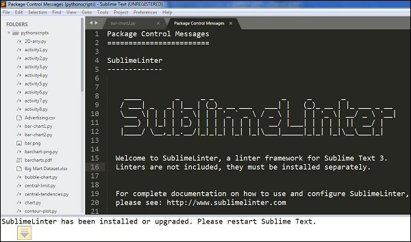 Sublime Linter 安装成功